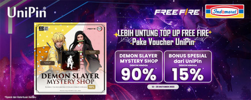FREE FIRE x DEMON SLAYER MYSTERY SHOP – Dapatkan Diskon hingga 90% + Bonus 15% UniPin Credits